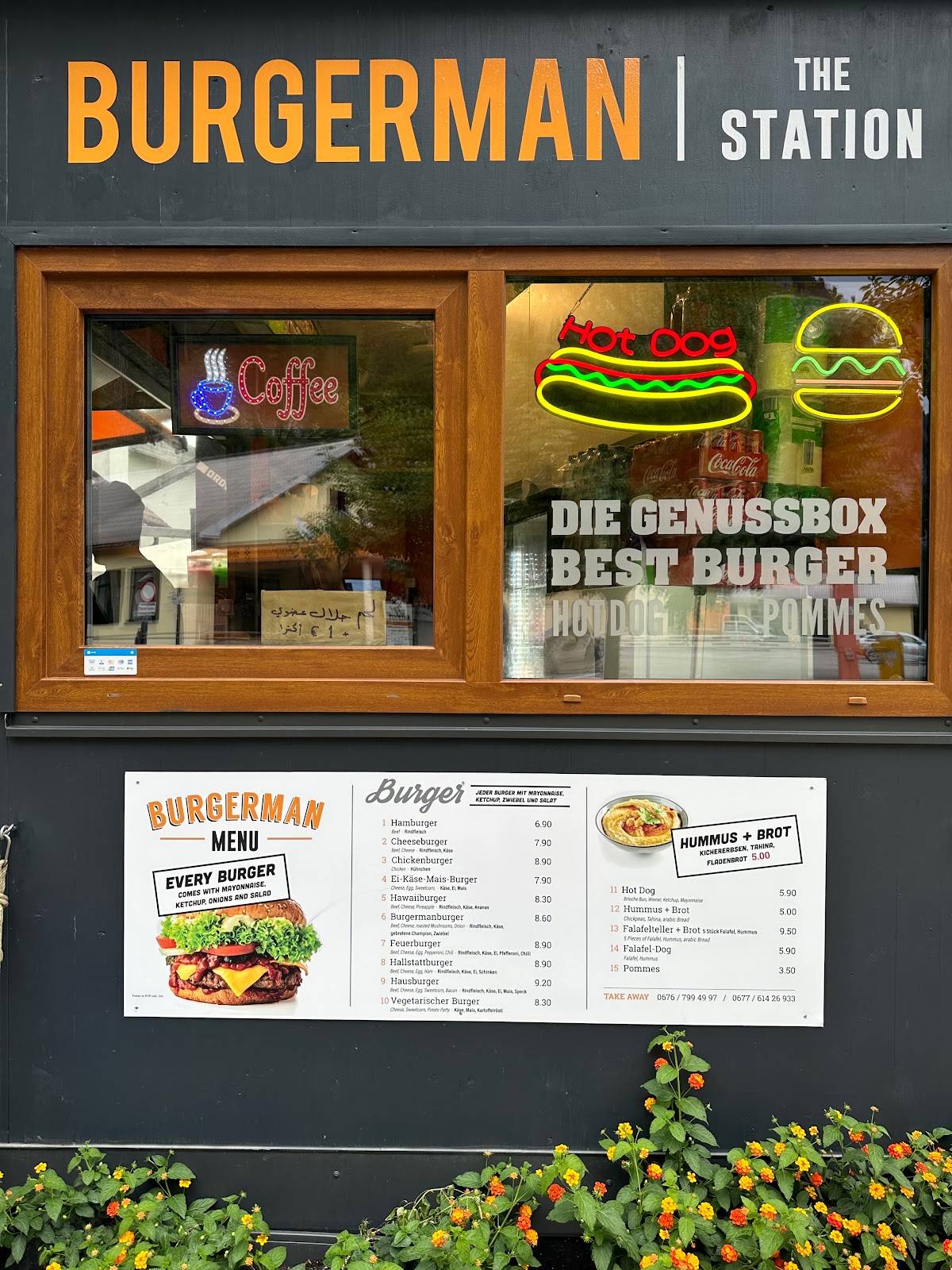 Burgerman The Station storefront and menu board